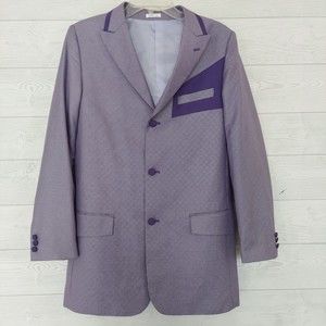 EJ Samuel Blazer 38 Medium Purple Check Funky Suit Jacket  Sport Coat